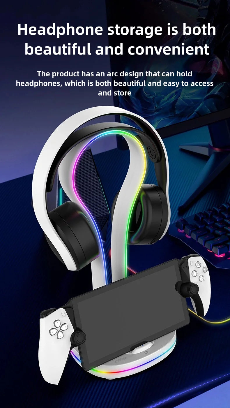 3-in-1 PS Portal Stand – Magnetic Charging Dock & Headset Holder for PlayStation Remote Player
