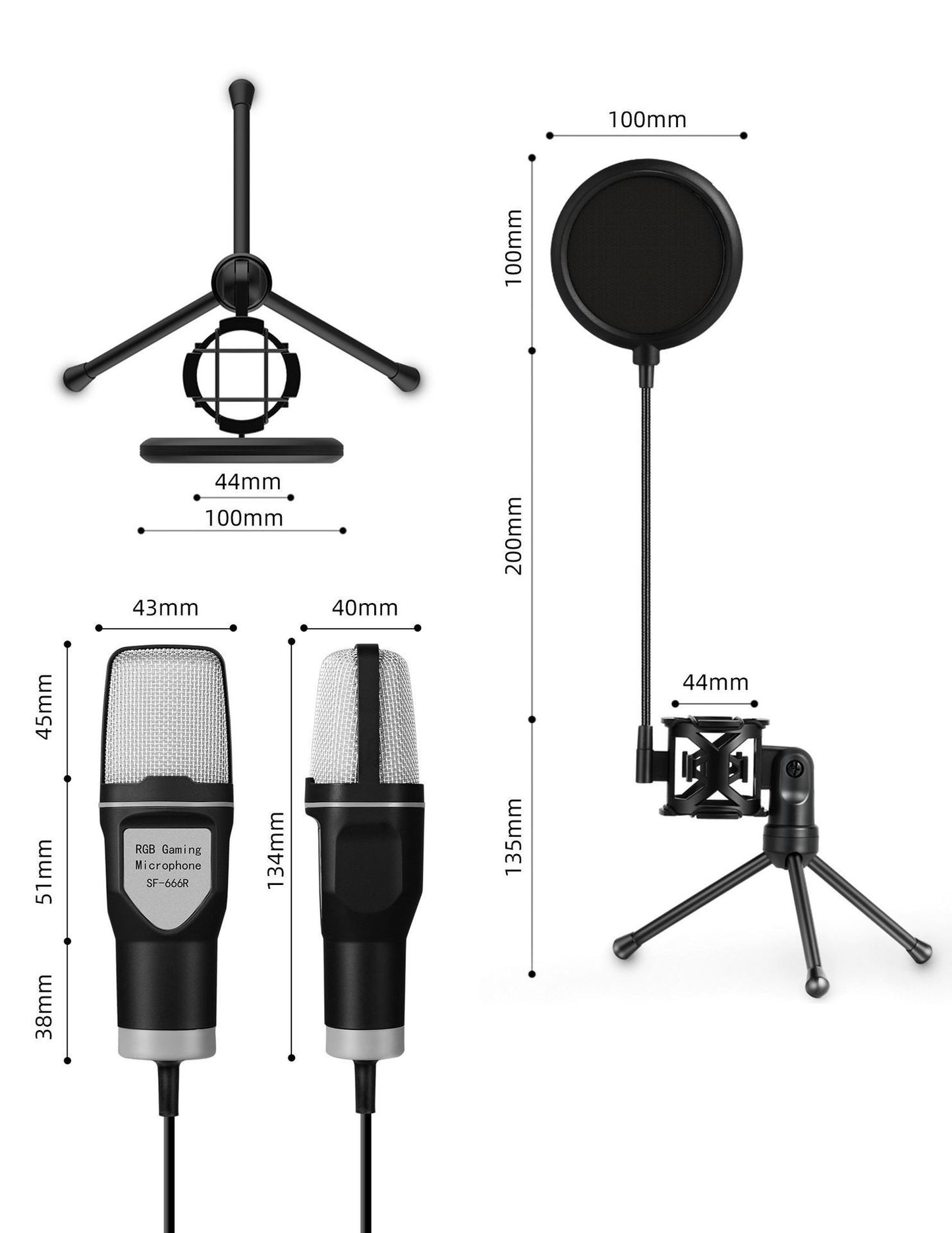 Microphone de jeu eSport à condensateur RVB