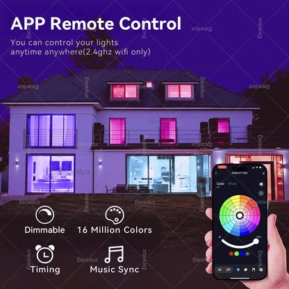 WiFi Smart Led Light Bulbs E27 15W 85-265V Dimmable Smart Led Lamp RGB,2700-6500K,Smart Life App,Voice With Alexa