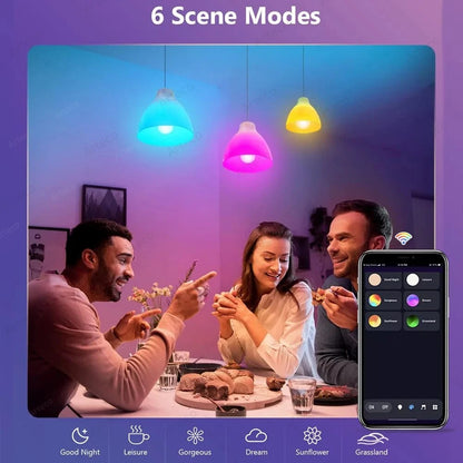 Bluetooth Smart LED Bulb – E27 RGB + Warm & Cool White, 15W Tuya App Control (85–265V)