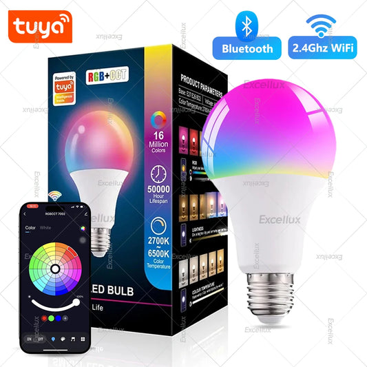 WiFi Smart Led Light Bulbs E27 15W 85-265V Dimmable Smart Led Lamp RGB,2700-6500K,Smart Life App,Voice With Alexa