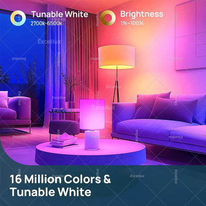 WiFi Smart Led Light Bulbs E27 15W 85-265V Dimmable Smart Led Lamp RGB,2700-6500K,Smart Life App,Voice With Alexa